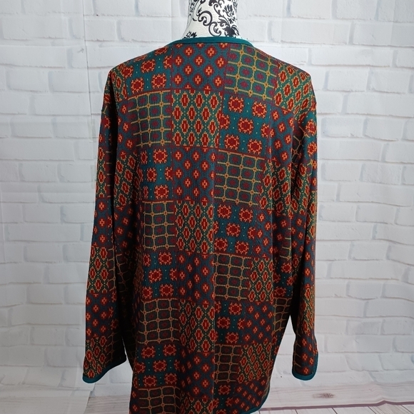 C. D. Daniels women's long sleeve geo print button front cardigan pockets 2x b30 - Picture 11 of 11